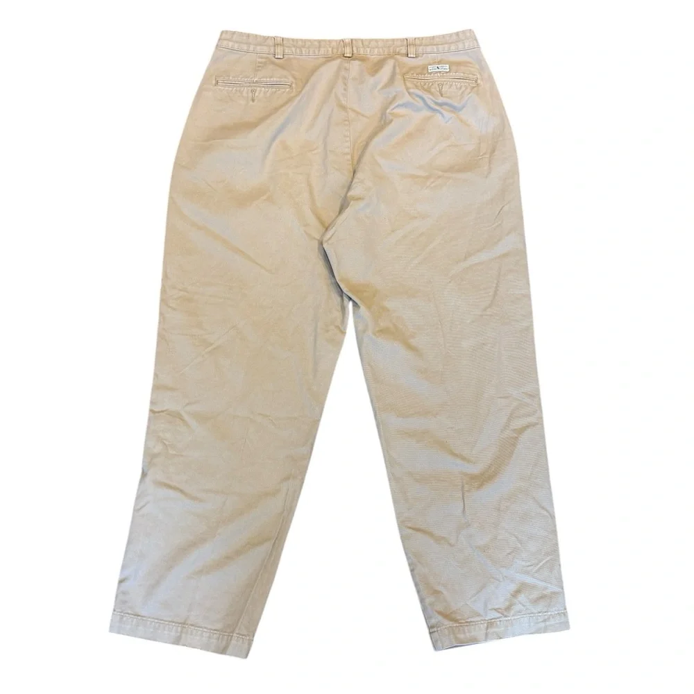 Vintage Polo Ralph Lauren Beige Pleated Chino Pants Casual Men's Sz 38x30 - Picture 2 of 6